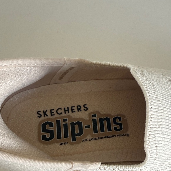 Skechers Women's White Knit Slip-On Sneakers - Picture 2 of 5
